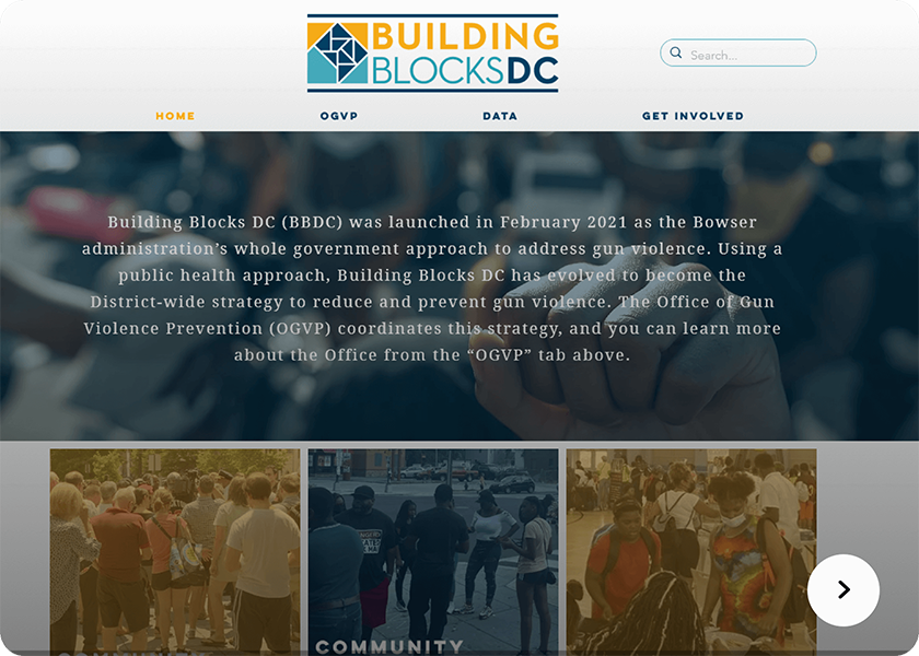Screenshot of the Building Blocks website